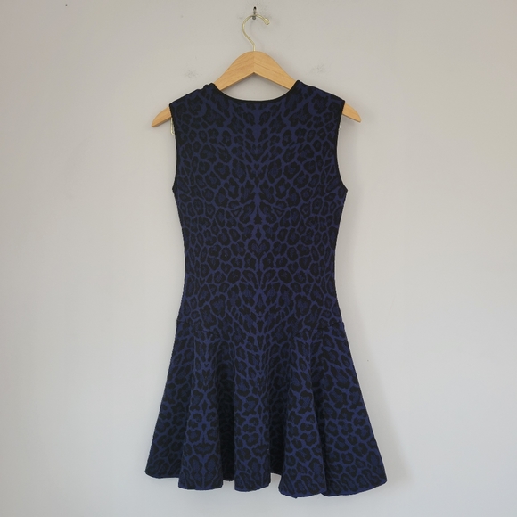 RVN Knit Jacquard Fit Flare Sleeveless Leopard Print Dress - Picture 2 of 11